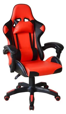 Zdjęcie produktu dla Ergonomiczne krzesło biurowe z poduszkami, czarno-czerwone