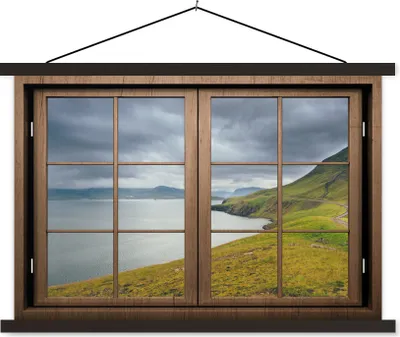Produktbild von MuchoWow® Textilposter Aussicht - Wasser - Natur 150x100 cm mit schwarzem Rahmen - Schlafzimmer