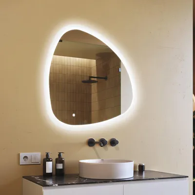 Produktbild von Badspiegel 94x94cm - Unregelmäßigmit LED Beleuchtung - LED Dual und Touchsensor