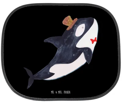 Produktbild von Mr. & Mrs. Panda Sonnenschutz Auto Orca Zylinder - Schwarz - Geschenk, Autoscheibe, Glitzer, hitzeschutz, Konfetti, Sonnenblende, Narwal, Geburtstag, Fest, Meer, kfz