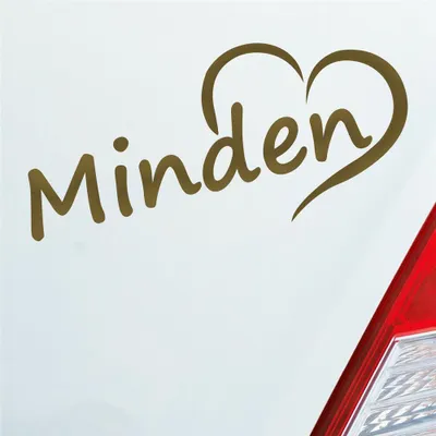 Produktbild von Auto Aufkleber Minden Herz Stadt City Liebe Love Heimat 17,5x8 cm Gold Sticker Heckscheibenaufkleber