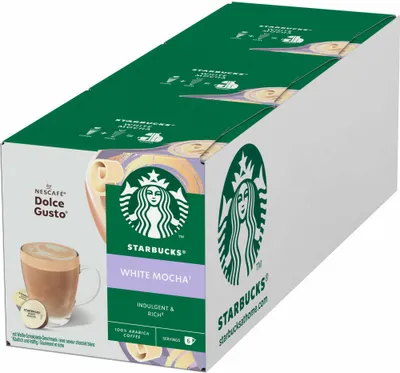 Image de Nescafé Dolce Gusto Starbucks White Mocha Set de 3, saveur chocolat blanc, 3 x 6 portions