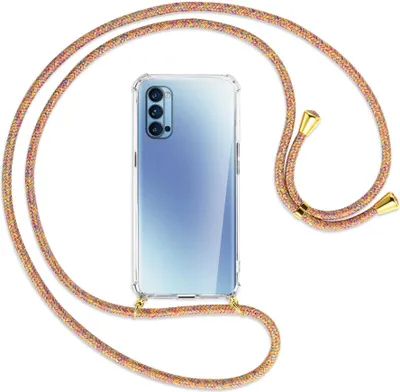 Produktbild von Handykette Backcover-Schutzhülle mit Band (Metall goldfarben) für Oppo Reno4 Pro 5G - Rainbow