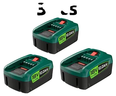 Image de Batterie lithium-ion, capacité de 10000 mAh, compatible avec les outils électriques, lot de 3 batteries de 10,0 Ah, 18 V