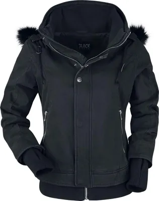 Produktbild von Black Premium by EMP Damen schwarze Winterjacke mit Fell-Kapuze 5XL
