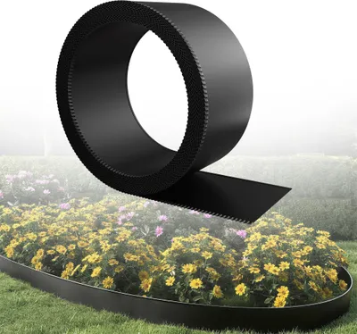 Produktbild von UISEBRT Schwarz Flexibel Rasenkante Beetumrandung 20m Länge 15cm Höhe Metall Gartenumrandung Beeteinfassung für Rasen, Mähkante, Blumenbeet