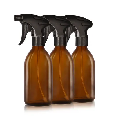 Produktbild von Oputec 3 x 250ml Sprühflaschen aus Glas zum Befüllen - Leere Braunglas-Wassersprühflasche für Pflanzen, Blumen, Reinigungsmittel