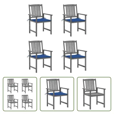 Produktbild von The Living Store Gartenstühle mit Kissen 4 Stk. Grau Massivholz Akazie