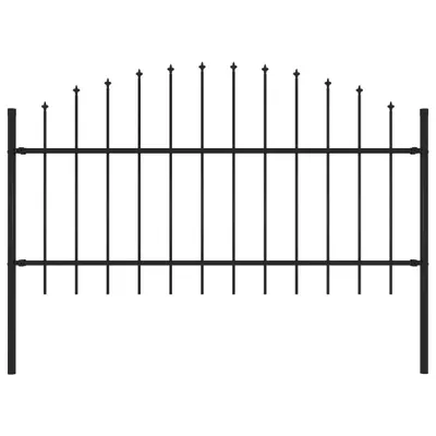 Produktbild von Gartenzaun mit Speerspitzen Stahl (1 - 1,25) x 1,7 m Schwarz