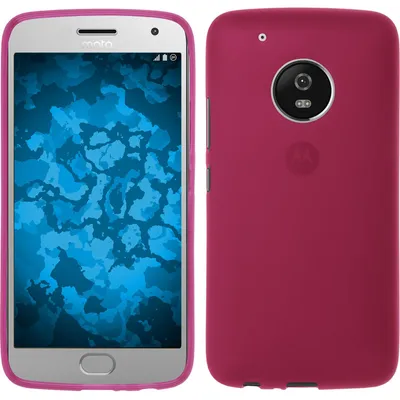 Produktbild von PhoneNatic Case kompatibel mit Lenovo Moto G5 Plus - pink Silikon Hülle matt + 2 Schutzfolien