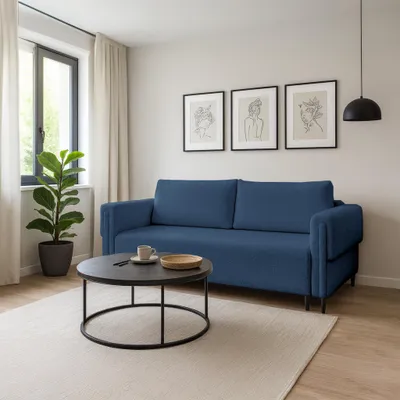 Produktbild von Sofa ADEL, Wohnzimmer, modernes Schlafsofa Couch 3-Sitzer Sofa freistehendes Polstersofa Bettkasten 231 cm Schlaffunktion Blau Marcello 22