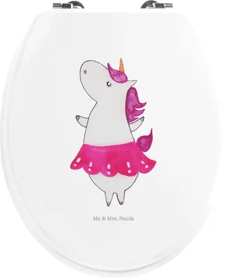Produktbild von Mr. & Mrs. Panda Klodeckel Einhorn Ballerina - Weiß - Geschenk, holz toilettensitz, Deko, Wohnung, Toilettendeckel, klo deckel, WC, Party, Tanzen, Brille, Geburtstag