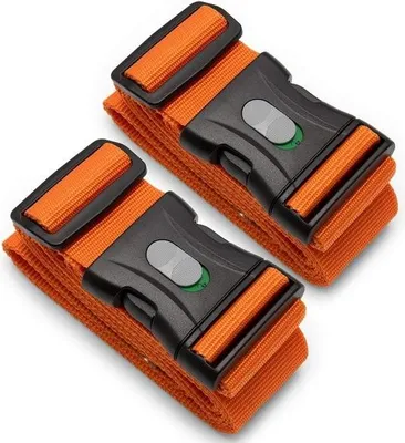 Produktbild von Extra langer Koffergurt – Verlustschutz – 2 Stück – Orange – 250 x 5 cm