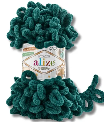 Zdjęcie produktu dla Alize 1x 100 g wełny Puffy, jednolita, do szydełkowania i dziergania (zielono-niebieska – 426)
