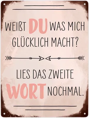 Produktbild von Du machst mich glücklich Metallschild XXL in 28x38 cm mit Spruch zum