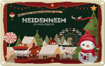 Produktbild von vianmo Blechschild 12x18 cm Weihnachten HEIDENHEIM AN DER BRENZ