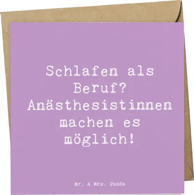 Produktbild von Mr. & Mrs. Panda Klappkarte Spruch Anästhesistin Freude - Lavendeltraum - Geschenk, doppelkarte, Geschenke für Berufstätige, mit Herz, Patientenwohl, Grußkarte, faltkarte