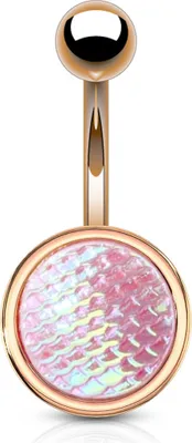 Produktbild von viva-adorno Bauchnabel Piercing Banane 316L Chirurgenstahl Fischschuppen holografisch farbig schillernd Z536bn, rosegold pink