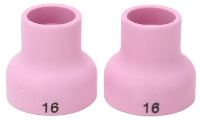 Zdjęcie produktu dla 2 sztuki kubków spawalniczych TIG 16# z dyszą ceramiczną 2,4 mm i otworem środkowym – zestaw akcesoriów do palników WP17, 18 i 26