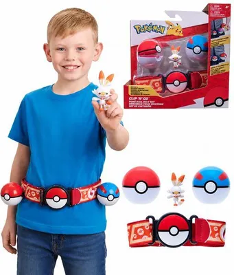 Zdjęcie produktu dla Pokemon Clip 'n' Go - Pas Trenera z Pokéballem i figurką Scorbunny PKW3158