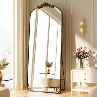 Produktbild von Ganzkörperspiegel Bogen 76 x 165 cm Vintage Rahmen mit Ständer Sicherheitsglas