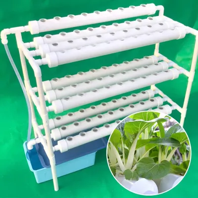 Image de Kit de culture hydroponique - Système à 3 niveaux - 90 emplacements pour plantes - Culture sans terre - Économie d'eau - Kit complet avec pots de culture - Blanc