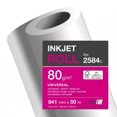 Produktbild von Clairefontaine Plotterrolle 2584C 80g 841mmx50m 6St.