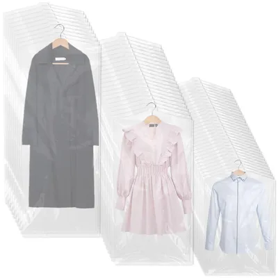 Kleidersäcke, transparent, Kunststoff, 60 Stück