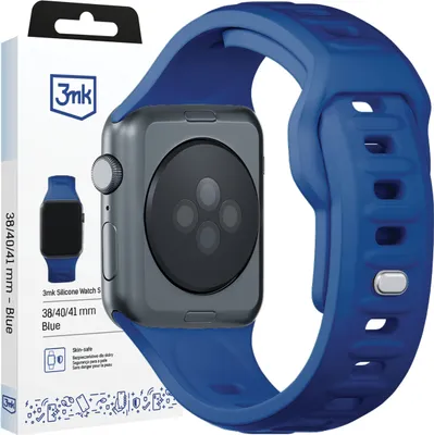 Zdjęcie produktu dla 3MK 5903108565585, Pasek od zegarka, Apple, Watch series 1/2/3/4/5/6/7/8/9/SE/Ultra, Silikon, Stal nierdzewna, Niebieski, 38/40/41 mm