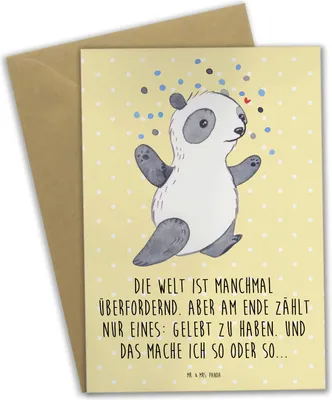 Produktbild von Mr. & Mrs. Panda Grußkarte Panda Bipolar - Gelb Pastell - Geschenk, Beileidskarte, Bipolare Störung, osterkarte, weihnachtskarten, glückwunschkarten, hochzeitskarten