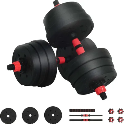 Produktbild von 2-in-1 Kurzhantel Langhantel Set 20 kg Schwarz und Rot