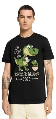 Produktbild von Spreadshirt Großer Bruder 2026 Ei Baby Dino Dinosaurier Männer Premium T-Shirt, M, Schwarz