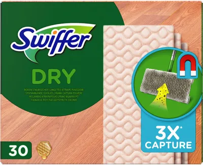 Produktbild von Swiffer - Trockene Nachfüllpackung, Wischtücher mit Bienenwachs für Parkett, Packung mit 30 Stück