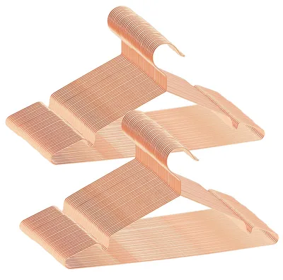 Imagen del producto de 80 perchas para ropa - Color rosa dorado, diseño que ahorra espacio