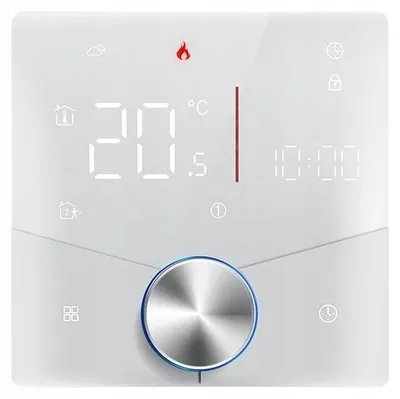 Produktbild von Tuya Thermostat mit Drehknopf Weiß 16A WiFi Stromverbrauchsmessung