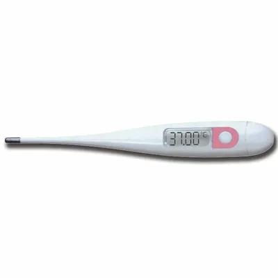 A digital thermometer is shown against a white background.