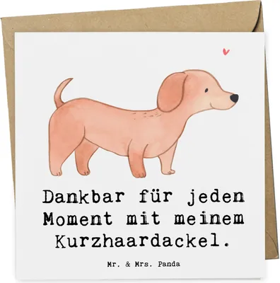 Produktbild von Mr. & Mrs. Panda Grußkarte Dackel Kurzhaardackel Moment - Weiß - Geschenk, anlasskarte, Klappkarte, Teckel, Glückwunschkarte, faltkarte, Dachshund, doppelkarte