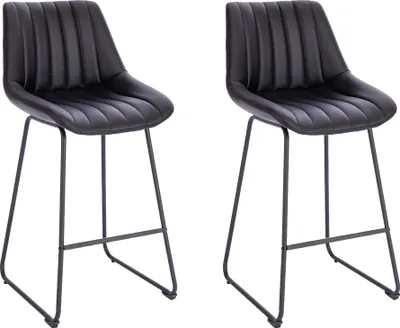 Produktbild von Lina® Vegas Stuhl im modernen Design, Samt, Moderne Counter Höhe gepolsterte Barstuhl mit Fußstütze, Metallgestell für Wohnzimmer - 2er Set - Schwarz