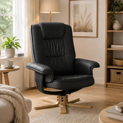 Produktbild von Relaxsessel Fernsehsessel Sessel ohne Hocker M56 Kunstleder - schwarz
