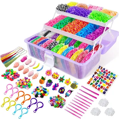 Produktbild von Loom Bänder Gummibänder Webband - 28 Farben - Mit Aufbewahrungsbox - Lila