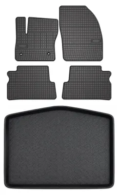 Image de Tapis en caoutchouc + bac de coffre pour Ford C-MAX MK1 2010 (roue galette) – 5 pièces, noirs, sur mesure – Wielganizator SolidPRO