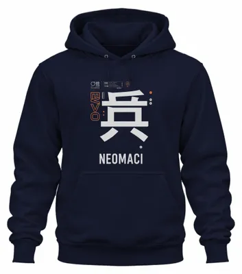 Zdjęcie produktu dla NEOMACI EVO - Bluza z kapturem w stylu cyberpunk, techniczna odzież, japojski streetwear, styl Y2K, motyw anime, kolor granatowy, rozmiar 3XL