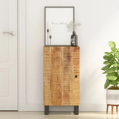 Image de Meuble de rangement exclusif - Buffet avec porte, dimensions 40x31x75 cm, en bois massif de manguier