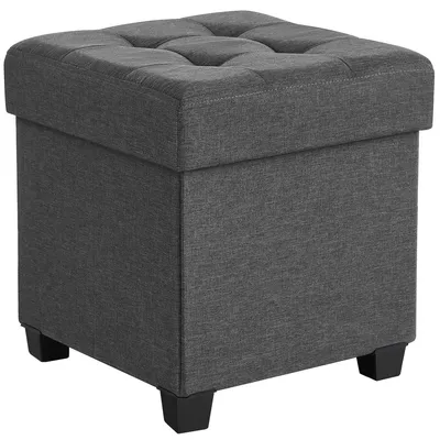 Immagine prodotto di Pouf contenitore pieghevole in tessuto effetto lino grigio