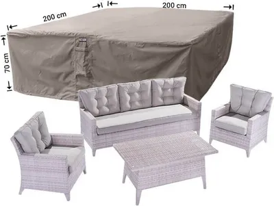 Produktbild von Raffles Covers Schutzhaube für Lounge Sitzgruppe 200 x 200 H: 70 cm | Atmungsaktiv | Wasserdicht | UV-beständig | Doppelnähte | Elastischer Kordelzug
