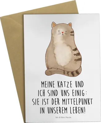 Produktbild von Mr. & Mrs. Panda Grußkarte Katze Sitzen - Weiß - Geschenk, einladungskarten, Cat, osterkarten, Liebe, Haustier, Grußkarten, Familie, hochzeitskarten, weihnachtskarten