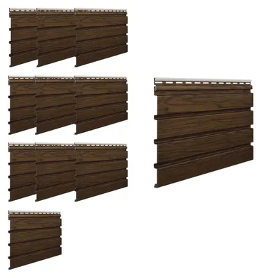 Produktbild von VILO Fronto Fassadenpaneele - PVC Fassadenverkleidung Lamellenoptik - 295x25 cm - 10 Stück - Nussbaum