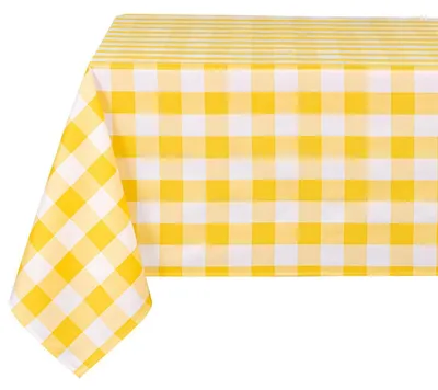 Produktbild von Karierte Tischdecke Outdoor Abwaschbar Wetterfest Fleckschutz Wasserdicht 135x180cm Gelb Weiß