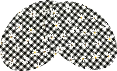 Produktbild von Knie-Ellbogen-Aufnäher zum Aufbügeln, schwarz-weiß kariertes Gänseblümchen