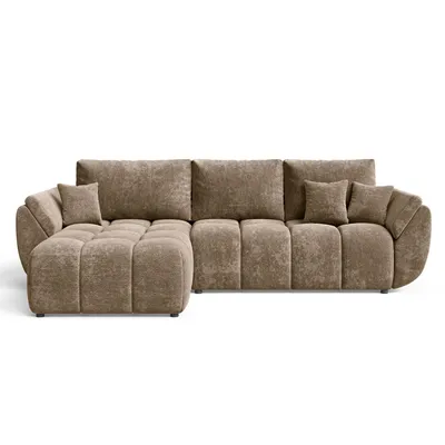 Produktbild von EZIMPAZ Schlafsofa CALVANI, Ecksofa Gesteppt mit Schlaffunktion und Bettkasten, Freistehende Polsterecke, DL-Automatik - Braun Links